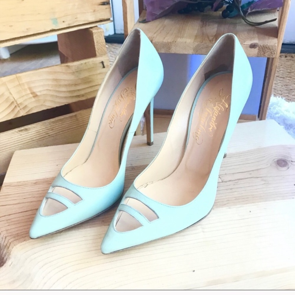 Alejandro Ingelmo mint green leather Tron heel